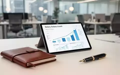 Ein moderner Schreibtisch mit einem Tablet, das Gehaltsstatistiken anzeigt, und hochwertigen Schreibutensilien. - Foto: über boerse-global.de