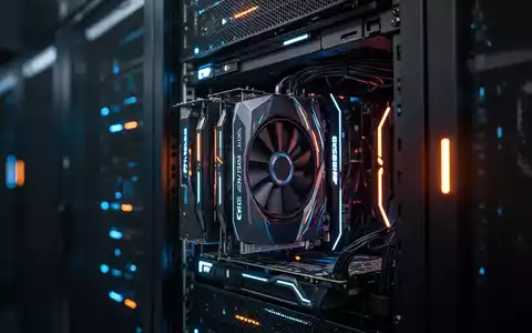 Hochleistungs-GPU-Serverrack in einem modernen Rechenzentrum mit leuchtenden Statuslichtern. - Foto: über boerse-global.de