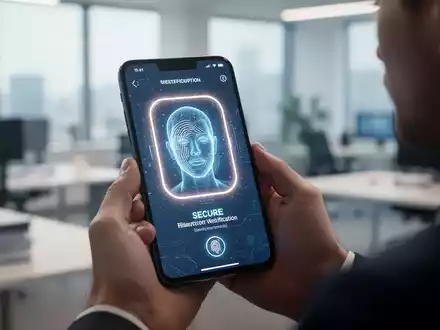 Smartphone mit einer biometrischen Gesichtsverifizierung auf dem Bildschirm als Sicherheitsmaßnahme zur Kontenwiederherstellung. - Foto: über boerse-global.de