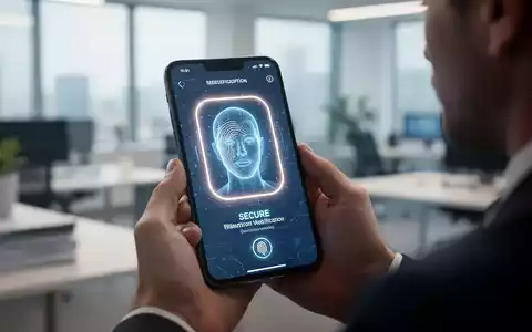 Smartphone mit einer biometrischen Gesichtsverifizierung auf dem Bildschirm als Sicherheitsmaßnahme zur Kontenwiederherstellung. - Foto: über boerse-global.de