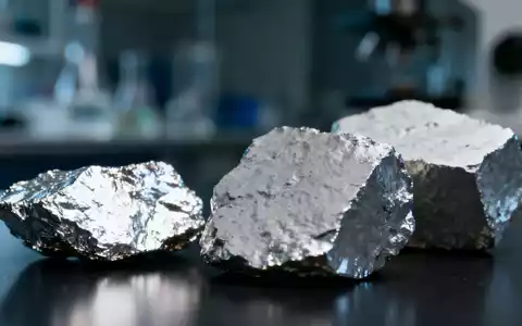Nahaufnahme von rohen Gallium- und Germanium-Metallproben auf einer dunklen Industrieoberfläche. - Foto: über boerse-global.de