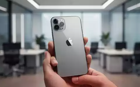 Nahaufnahme eines modernen iPhone-Bildschirms in einer Hand, der sanftes Bürolicht reflektiert. - Foto: über boerse-global.de