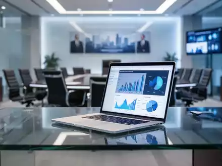 Moderner Schreibtisch mit Laptop, der Datencharts zeigt, für rechtliche Technologieintegration. - Foto: über boerse-global.de