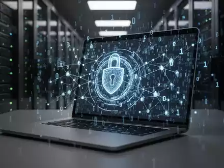 Digitale Darstellung von Cybersicherheitsbedrohungen mit leuchtendem Code und Datenextraktionskonzepten auf einem Laptop-Bildschirm. - Foto: über boerse-global.de