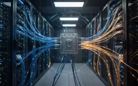 Cybersicherheitskonzept mit digitaler Server-Netzwerkinfrastruktur, abstraktem Binärcode und Sicherheitsüberlagerungen. - Foto: über boerse-global.de