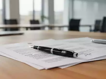 Ein Schreibtisch in einer deutschen Behörde mit einem Füllfederhalter und Rechtsunterlagen als Symbol für Personalrecht. - Foto: über boerse-global.de