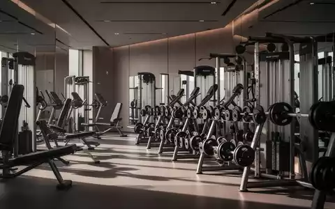 Leeres, modernes Fitnessstudio mit hochwertigen Trainingsgeräten in einer professionellen, minimalistischen Umgebung. - Foto: über boerse-global.de