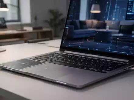 Nahaufnahme eines modernen Laptop-Touchpads in einem hellen Büro, das fortschrittliche Hardware-Integration zeigt. - Foto: über boerse-global.de