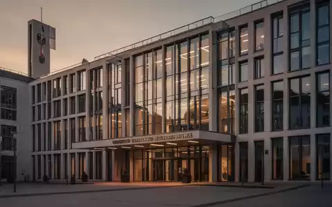 Modernes Rathausgebäude in der Dämmerung als Symbol für kommunale Finanzpolitik. - Foto: über boerse-global.de