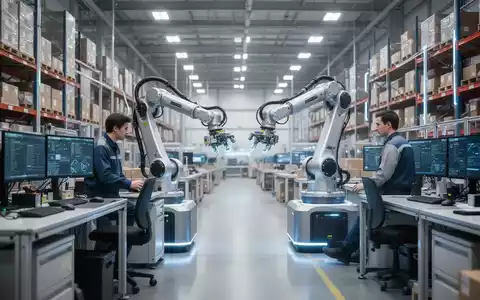Ein moderner, hochtechnisierter Logistikarbeitsplatz, an dem ein Mensch gemeinsam mit automatisierten Systemen arbeitet. - Foto: über boerse-global.de