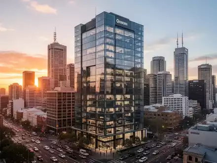 Moderne Bürogebäude in einer australischen Skyline bei Sonnenuntergang. - Foto: über boerse-global.de