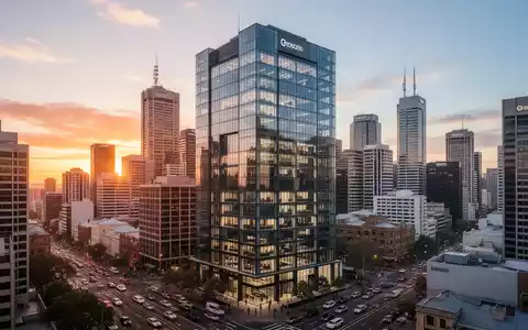 Moderne Bürogebäude in einer australischen Skyline bei Sonnenuntergang. - Foto: über boerse-global.de