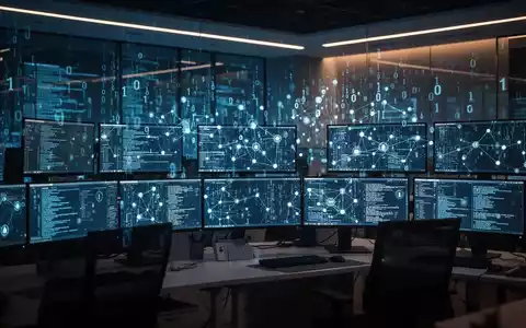 Cybersicherheits-Kommandozentrale mit leuchtenden digitalen Datenbildschirmen und Netzwerksicherheitsvisualisierung. - Foto: über boerse-global.de