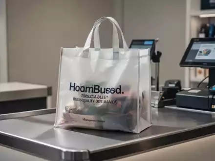 Eine stabile Mehrweg-Plastiktüte auf einem Kassentresen als Symbol für die neue rechtliche Einstufung als Verpackung. - Foto: über boerse-global.de