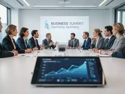 Professionelle Business-Konferenz zur Fachkräftesicherung mit engagierten Teilnehmern in einem modernen Bürogebäude. - Foto: über boerse-global.de