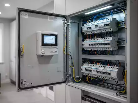 Moderner Zählerschrank mit Smart-Meter in einem hellen Hausanschlussraum. - Foto: über boerse-global.de