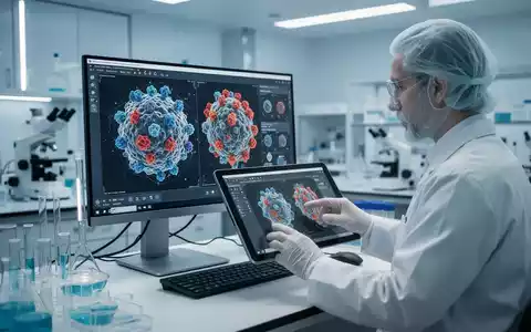 Ein Wissenschaftler analysiert in einem modernen, hellen Labor medizinische Daten an einem Monitor. - Foto: über boerse-global.de