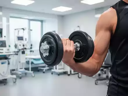 Person beim Krafttraining in einem modernen Rehabilitationszentrum zur Behandlung chronischer Schmerzen. - Foto: über boerse-global.de
