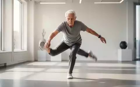 Eine ältere Person bei konzentrierten Balanceübungen in einem hellen, modernen Raum zur Sturzprävention. - Foto: über boerse-global.de