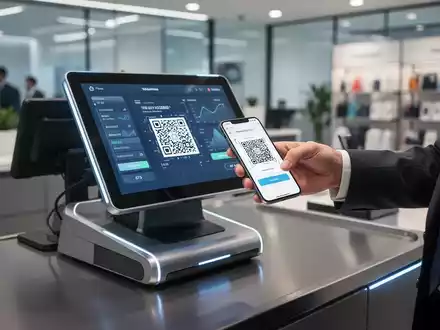 Ein Kunde scannt einen digitalen Kassenbon per QR-Code an einem modernen Kassensystem im Einzelhandel. - Foto: über boerse-global.de