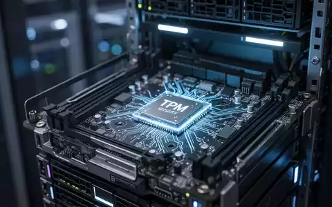 Nahaufnahme eines Server-Motherboards mit Fokus auf Hardware-Sicherheitschips in einer modernen Rechenzentrumsumgebung. - Foto: über boerse-global.de