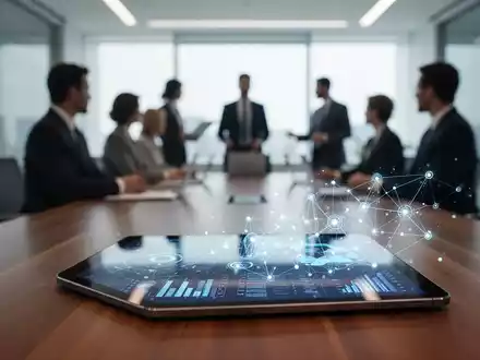 Moderne Büroatmosphäre mit digitalem Tablet und Datenvisualisierungen zur Darstellung von KI-Kompetenz und Mitbestimmung. - Foto: über boerse-global.de