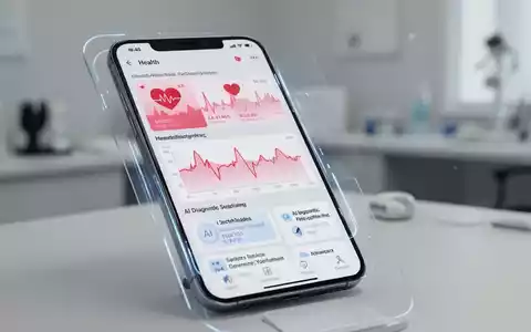 Smartphone-Bildschirm mit KI-generierten Gesundheitsdaten und medizinischen Diagrammen in modernem, sauberem Design. - Foto: über boerse-global.de