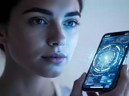 Nahaufnahme einer Person, die biometrische Gesichtserkennung auf einem Smartphone für sicheren Kontozugriff nutzt. - Foto: über boerse-global.de