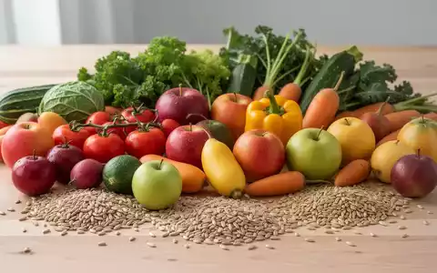Frisches Gemüse, Obst und Vollkornprodukte auf einem Holztisch als Symbol für eine gesunde Ernährung bei Kindern. - Foto: über boerse-global.de