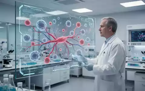 Wissenschaftler betrachtet ein holografisches Modell von Blutgefäßen in einem modernen medizinischen Labor. - Foto: über boerse-global.de