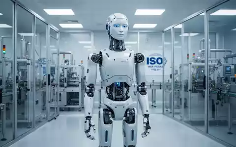 Ein humanoider Roboter in einer sterilen, hochtechnologischen Industrie-Reinraumumgebung. - Foto: über boerse-global.de