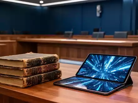 Stapel gebundener Bücher neben einem digitalen Tablet, das die Verbindung von traditionellem Verlagswesen und KI zeigt. - Foto: über boerse-global.de