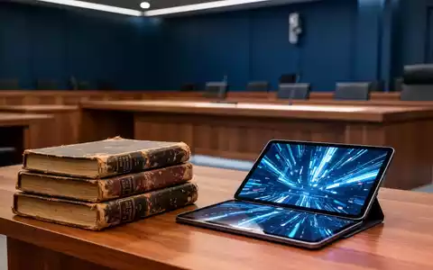 Stapel gebundener Bücher neben einem digitalen Tablet, das die Verbindung von traditionellem Verlagswesen und KI zeigt. - Foto: über boerse-global.de