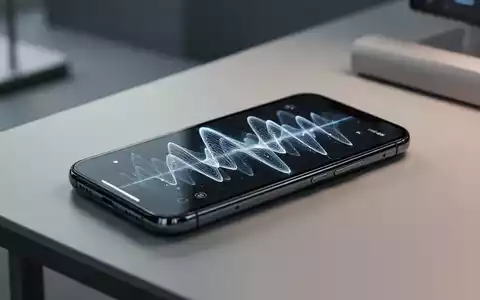 Smartphone mit digitaler Schallwellen-Oberfläche auf modernem Schreibtisch, KI-Sprachtechnologie. - Foto: über boerse-global.de
