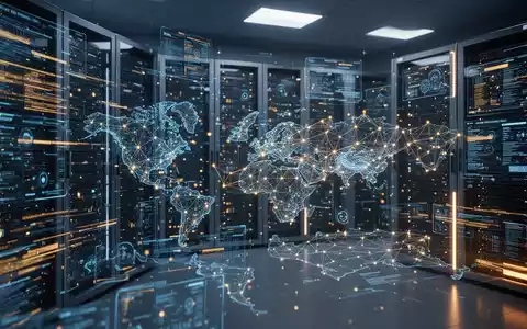 Hochmodernes digitales Sicherheitsoperationszentrum mit leuchtenden Netzwerkdatenströmen und Serverinfrastruktur. - Foto: über boerse-global.de