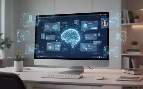 Moderner Computerarbeitsplatz mit digitaler Desktop-Oberfläche, KI-integrierten Widgets und virtueller Assistenten-Software. - Foto: über boerse-global.de
