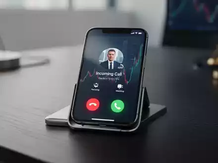Smartphone mit eingehendem Anruf auf Bürotisch als Symbol für Telefonbetrug. - Foto: über boerse-global.de