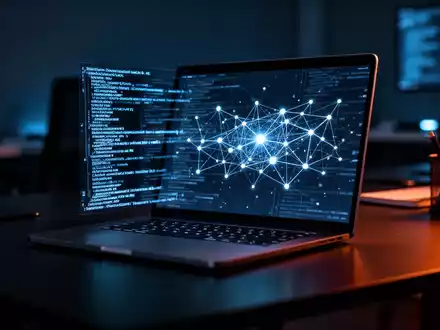 Leuchtender Laptop-Bildschirm mit abstraktem Code und Netzwerkgraph als Cyberbedrohung. - Foto: über boerse-global.de