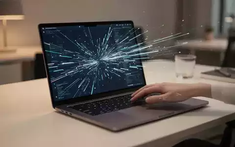 Moderner Arbeitsplatz mit Laptop-Bildschirm und abstrakter Datenverarbeitung, symbolisiert KI-gesteuerte Zwischenablage-Automatisierung. - Foto: über boerse-global.de