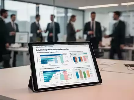 Ein Tablet mit Finanzgrafiken und Rentenreform-Daten in einem modernen Büro als Symbol für die Minijob-Debatte. - Foto: über boerse-global.de
