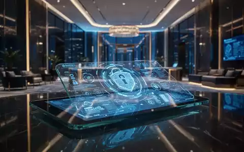 Digitale Sicherheitsoberfläche auf einem Tablet in einer modernen Bankfiliale, symbolisiert Schutz vor Finanzbetrug. - Foto: über boerse-global.de