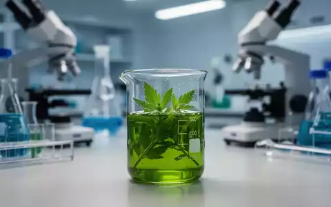 Ein Glasbecher mit grünem Pflanzenextrakt in einem modernen medizinischen Labor. - Foto: über boerse-global.de