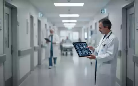 Ein moderner, steriler Krankenhausflur im Hintergrund, der die medizinische Versorgung und Diagnose im Alter symbolisiert. - Foto: über boerse-global.de