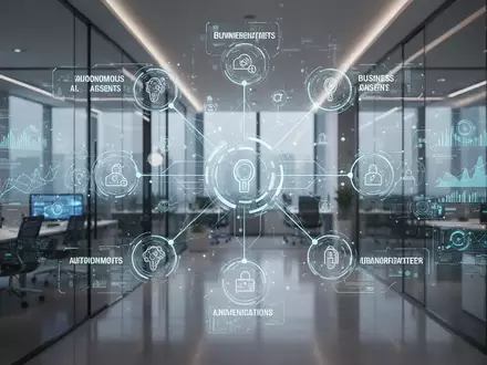 Moderne Unternehmensoberfläche mit autonomen KI-Agenten, die Geschäftsabläufe und Datensysteme verbinden. - Foto: über boerse-global.de