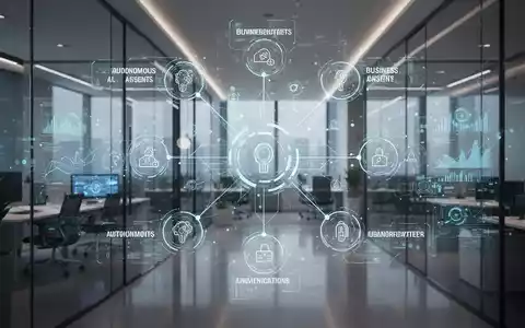 Moderne Unternehmensoberfläche mit autonomen KI-Agenten, die Geschäftsabläufe und Datensysteme verbinden. - Foto: über boerse-global.de
