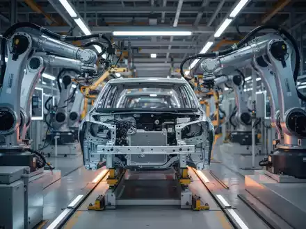 Moderne Montagelinie in einer hochtechnisierten Volkswagen-Produktionshalle mit Fokus auf industrielle Fertigung. - Foto: über boerse-global.de