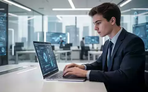 Eine junge Fachkraft arbeitet an einem Laptop in einem modernen, hellen Büro, das die Verbindung von Mensch und Technik symbolisiert. - Foto: über boerse-global.de