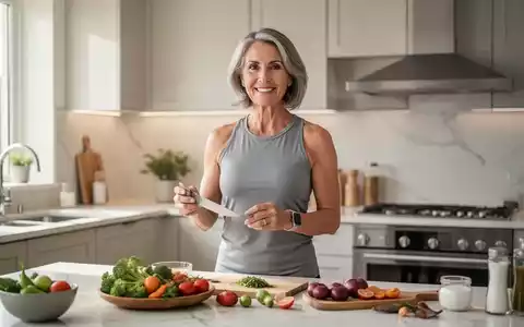 Eine Person mittleren Alters in einer modernen Küche, die sich auf gesunde Ernährung und körperliche Fitness konzentriert. - Foto: über boerse-global.de