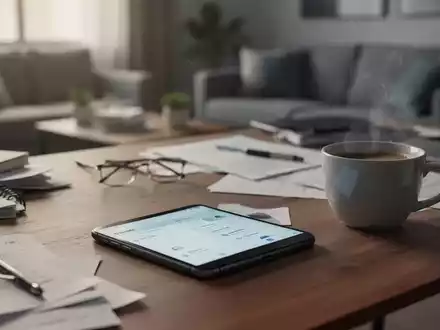 Ein Smartphone auf einem Schreibtisch in einer ruhigen Wohnumgebung, das die Themen digitaler Stress und Selbstreflexion symbolisiert. - Foto: über boerse-global.de