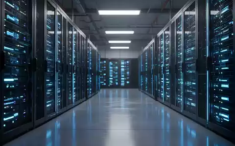 Moderner Serverraum mit blauen Lichtern für sichere Cloud-Infrastruktur und digitale Compliance. - Foto: über boerse-global.de